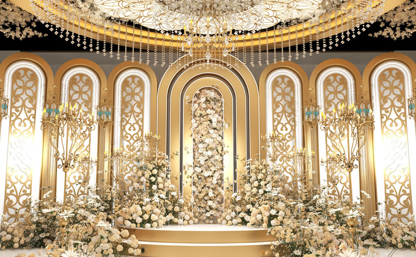五莲香槟色调婚礼堂效果展示